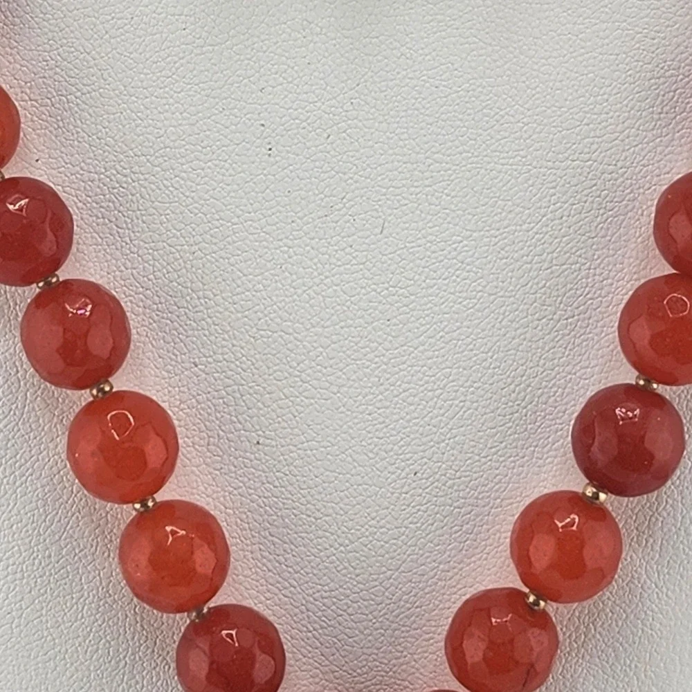 Orange Agate‎ Beaded Necklace Statement Pendant Tassel Gold Accent Jewelry
